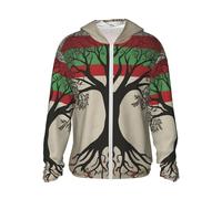 LZQPOEAS Sun Protection Hoodie Tree Palestinian Flag Jacket Lightweight Long Sleeve Sun Shirts for Outdoor Hiking, Black, XL