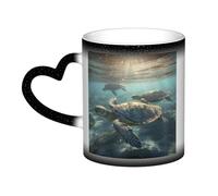 LZQPOEAS Sunny Sea Turtle Coffee Mugs Heat Sensitive Color Changing Mug In The Sky 13 Ounce Ceramic Tea Cup Personalized Drinking Cup Novelty Coffee Cup Gifts for Men Women