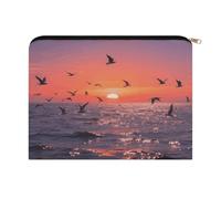 LZQPOEAS Sunset Seagulls Makeup Bag Large Capacity Cosmetic Bag for Women Multi-Function Small Zipper Pouch Portable Travel Toiletry Bags Personalized Makeup Bags for Purse