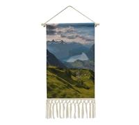 LZQPOEAS Switzerland Alps Wall Art Decor 10x19.6 in - Linen Hanging Poster with Tassel Unique Boho Wall Hanging Tapestry Rustic Pictures Prints for Living Room, Bedroom, Office