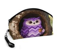 LZQPOEAS The Owl's Tree Hole Makeup Bag Large Capacity Travel Cosmetic Bag for Women, Waterproof PU Leather, Flat Open Portable Toiletry Bag for Skincare Travel Essentials