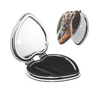 LZQPOEAS Tiger Makeup Mirror 2-Sided 1X/2X Magnification Compact Mirror Small Pocket Mirror for Purse Folding Portable Handheld Mirror Travel Makeup Mirror for Gift Heart Shape
