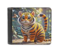LZQPOEAS Tiger Stripes Orange Bifold Wallet for Women Men Slim Wallet Small Billfold Minimalist Front Pocket Thin PU Leather Card Holder