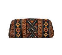 LZQPOEAS Traditional african design pattern Pencil Case Leather Pen Bag Travel Makeup Bag Zipper Organizer Bag for Women Men