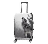 LZQPOEAS Travel Luggage Cover Suitcase Cover Suitcase Protector Howling Wolf Luggage Covers Washable Baggage Cover Elastic Anti-Scratch Suitcase Case Protector for Adult Personalized Suitcase Covers,