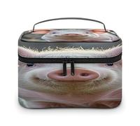 LZQPOEAS Travel Toiletry Bag Large Capacity Cosmetic Bag Leather Toiletry Organizer Waterproof Makeup Bags Portable Makeup Pouch Cute Pig Shaving Bags Wide-open Travel Bag for Women