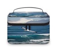 LZQPOEAS Travel Toiletry Bag Large Capacity Cosmetic Bag Leather Toiletry Organizer Waterproof Makeup Bags Portable Makeup Pouch The Deep Blue Sea Shaving Bags Wide-open Travel Bag for Women