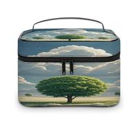 LZQPOEAS Travel Toiletry Bag Large Capacity Cosmetic Bag Leather Toiletry Organizer Waterproof Makeup Bags Portable Makeup Pouch Growing Tree Shaving Bags Wide-open Travel Bag for Women