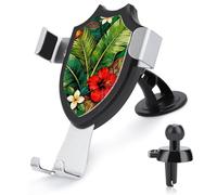 LZQPOEAS Tropical Floral Print Car Phone Mount Universal Cell Phone Holder for Dashboard Windshield Air Vent, Rotatable Adjustable Automobile Cradle, Compatible with All 4-6 Inch Smartphone