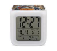 LZQPOEAS Turkeys and Dwarfs Alarm Clock Desk Clock with 7 Color Changing Night Light Digital Clocks with Temperature Display Sleep Training and Sound Machine for Heavy Sleeper