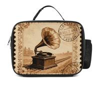 LZQPOEAS Various Retro Stamps Lunch Bag Insulated Two Compartments Meal Box Insulated Cooler Tote with Handle for Men Or Women, Keeps Food Cold Or Hot, Meal Prep for Work Picnic Golf