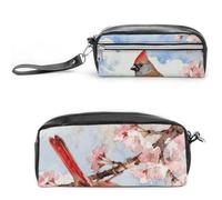 LZQPOEAS Vermilion Finch on Spring Branch Slim Single Piece Design Makeup Bag Multi-purpose Single Piece Cosmetic Pouch Small Cosmetic Pouch Lightweight Travel Small Cosmetic Bag