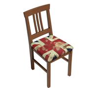 LZQPOEAS Vintage Union Jack British Flag Print Stool Covers Set Stretch Bar Stool Seat Covers Removable Chair Cover Soft Velvet Stool Slipcover Washable Stool Cushion Cover for Bar Round Stools