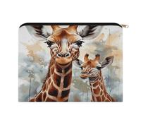 LZQPOEAS Watercolor Deer Giraffe Makeup Bag Large Capacity Cosmetic Bag for Women Multi-Function Small Zipper Pouch Portable Travel Toiletry Bags Personalized Makeup Bags for Purse