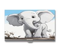 LZQPOEAS White Elephant Business Card Holder Case for Men & Women Minimalist Design Ultra Thin Metal Credit Card Holder Professional Aluminum Alloy Flip Cover Slim Name Card Case