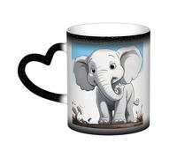 LZQPOEAS White Elephant Coffee Mugs Heat Sensitive Color Changing Mug In The Sky 13 Ounce Ceramic Tea Cup Personalized Drinking Cup Novelty Coffee Cup Gifts for Men Women