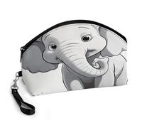 LZQPOEAS White Elephant Makeup Bag Large Capacity Cosmetic Bag for Women Portable Toiletry Bags for Skincare Water-resistant Cosmetic Case PU Leather Travel Cosmetic Organizer
