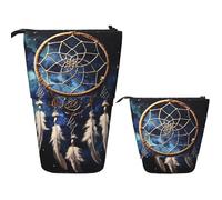 LZQPOEAS White fantasy dream catcher Pencil Case Telescopic Pen Pouch Standing Pencil Bag Pop Up Pencil Holder With Zipper Travel Coin Pouch Purse Portable Makeup Bag for Office Holiday Gift