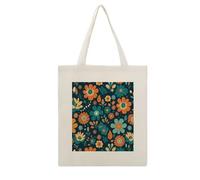 LZQPOEAS With Floral Pattern Canvas Tote Bag Cotton Grocery Shopping Cloth Bags Cute Aesthetic Tote Bag Lightweight Reusable Shoulder Bags for Shopping Grocery Beach Picnic Wedding Favors