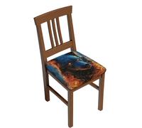 LZQPOEAS Wolf Head in Blue Flames Square Stool Covers Six Piece Stretch Bar Stool Seat Covers Removable Chair Cover Protector Soft Milk Silk Stool Slipcover Washable Square Stool Cushion Cover