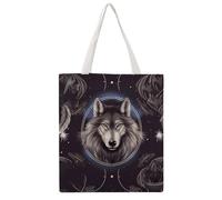 LZQPOEAS Wolves And Dream Catchers Great Martin Canvas Tote Bag Double Sides Print Reusable Shopping Handbag Large Capacity Shopping Bag Gift Bag Daily Use