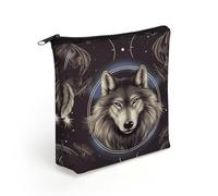 LZQPOEAS Wolves And Dream Catchers Makeup Bag Cute Zippered Cosmetic Pouch Travel Toiletry Organizer Waterproof Cosmetic Pouch Portable Toiletry Pouch Gift for Mom Teacher Friends