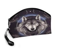 LZQPOEAS Wolves And Dream Catchers Makeup Bag Large Capacity Cosmetic Bag for Women Portable Toiletry Bags for Skincare Water-resistant Cosmetic Case PU Leather Travel Cosmetic Organizer