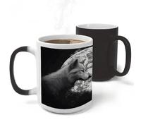 LZQPOEAS Wolves Love Under The Moon Wild Animal Mug 11Oz Colour Changing Magic Coffee Tea Cup Stylish Drinkware Ceramic Mugs Thermal Induction Novelty Funny Mug for Women Men