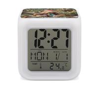 LZQPOEAS Xmas Tree Branch Bear Doll Alarm Clock Desk Clock with 7 Color Changing Night Light Digital Clocks with Temperature Display Sleep Training and Sound Machine for Heavy Sleeper