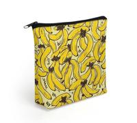 LZQPOEAS Yellow Banana Makeup Bag Cute Zippered Cosmetic Pouch Travel Toiletry Organizer Waterproof Cosmetic Pouch Portable Toiletry Pouch Gift for Mom Teacher Friends