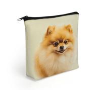 LZQPOEAS Yellow Pomeranian Makeup Bag Cute Zippered Cosmetic Pouch Travel Toiletry Organizer Waterproof Cosmetic Pouch Portable Toiletry Pouch Gift for Mom Teacher Friends