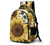 LZQPOEAS Yellow Sunflower Floral Backpack for Travel Double-Layer Design Leak-Proof Lightweight Portable Travel Bag Water Resistant Rucksack For Men Women Bookbag