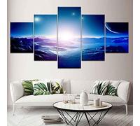 LZRNWP 5 Panel Oil Canvas Wall Art cosmic blue landscape Painting The Picture Print On Canvas Poster Pictures Artwork for Home Living Room Bedroom Office Modern Decoration Gift 80''W x 40''H