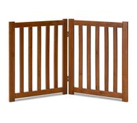 LZRS 2-Panel Freestanding Adjustable Wooden Dog Gate - Sturdy, Foldable Natural Solid Hardwood Pet Barrier with Stylish Design for Small Dogs and Narrow Spaces, Oak