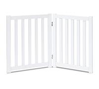 LZRS Solid Hard Wood Freestanding Pet Gate,Wooden Dog Gates for Doorways,Nature Wood Dog Gates for The House,Dog Gate for Stairs,Freestanding Indoor Gate Safety Fence,White,24" Height-2 Panels