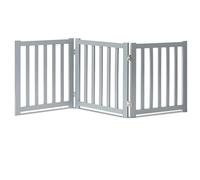 LZRS 3-Panel Wooden Free Standing Foldable Dog Gate Indoor - 24" High,Step-Over Safety Pet Gate for Doorways, Stairs, Hallways, Indoor Dog Barrier for Small to Medium Dogs & Puppies, Grey