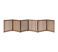 LZRS Extra Wide 6 Panel Freestanding Dog Gate 24" High Foldable Safety Barrier for Doorways, Hallways, Kitchens and Long Stairs, Durable Design, Suitable for Small Medium Dogs, Oak