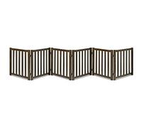 LZRS Extra Wide Freestanding 6 Panel Dog Gate 61cm High Foldable Safety Barrier for Doorways, Hallways, Kitchens and Long Stairs, Durable Design, Suitable for Small Medium Dogs, Walnut