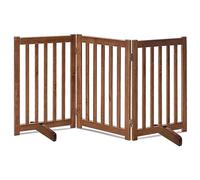 LZRS - Free Standing 3 Panel Extendable Folding Wooden Dog Gate Gate, Doors, Stairs, Hallways, Interior, with Support Feet, 30" High, Oak