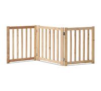 LZRS Solid Hard Wood Freestanding Pet Gate,Wooden Dog Gates for Doorways,Nature Wood Dog Gates for The House,Dog Gate for Stairs,Freestanding Indoor Gate Safety Fence,3 Panel 24"-Natural