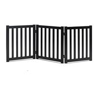 LZRS Freestanding Folding Wooden 3 Panel Dog Gate 24 Inch High, Pet Gate for Doorways, Stairs, Hallways, Dog Obstacles for Small Medium Dogs and Puppies, Walk-Over Black