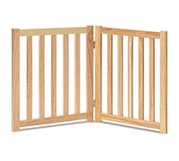 LZRS 2-Panel Freestanding Adjustable Wooden Dog Gate - Sturdy, Foldable Natural Solid Hardwood Pet Barrier with Stylish Design for Small Dogs and Narrow Spaces, Natural