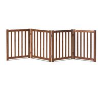 LZRS Freestanding Folding Wooden Dog Gate with 4 Panels, 24 Inch High, Extra Wide Pet Gate for Doorways, Stairs, Hallways, Large Spaces and Playpen for Indoor Puppies, Oak