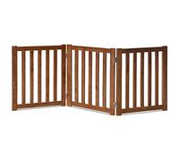 LZRS Solid Hard Wood Freestanding Pet Gate,Wooden Dog Gates for Doorways,Nature Wood Dog Gates for The House,Dog Gate for Stairs,Freestanding Indoor Gate Safety Fence,3 Panel 24"-Oak