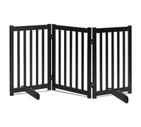 LZRS Solid Wood Free Standing Pet Gate for Doorways House Stairs Security Fence 3 Panels Black