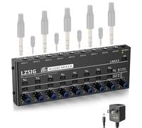 LZSIG Audio Mixer, Stereo Line Mixer for Sub-Mixing, Ultra Low-Noise, 8-Channel, Dynamic Microphone Independent Control, 1/4" & 1/8" TRS Output and Input, for Guitars,Bass,Keyboards