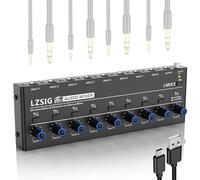 LZSIG Audio Mixer, Stereo Line Mixer for Sub-Mixing, Ultra Low-Noise, 8-Channel, Dynamic Microphone Independent Control, 1/4" & 1/8" TRS Output and Input, for Guitars,Bass,Keyboards