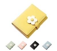 LZSXDWXY Girls Women Wallet Tri-Folded Flowers Wallet Cash Pocket Flowers Print Card Holder Coin Purse with ID Window Elegant Youthful and Cute