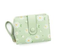 LZSXDWXY Women's Wallet, Fashion Cute Daisy Flowers Print Wallets with Exterior Zipper Around Coin Purse Bifold Bill Wallet with Credit Card Holder Id Window