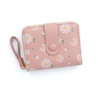 LZSXDWXY Women's Wallet, Fashion Cute Daisy Flowers Print Wallets with Exterior Zipper Around Coin Purse Bifold Bill Wallet with Credit Card Holder Id Window